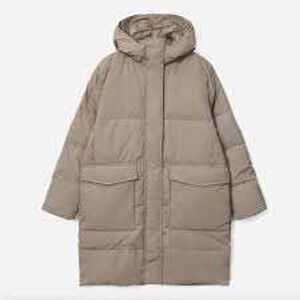 Everlane ReNew Long Puffer Coat Womens Small Sage Green Hooded Recycled Jacket